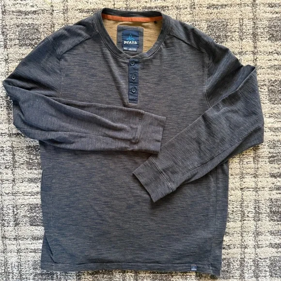 prAna Men's Ronnie Henley Long Sleeve Size Medium Lot Of 3 Organic Cotton - Picture 5 of 8